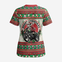 Biker Santa Motorcycle Christmas Scrub Top Santa Claus On A Motorcycle - Wonder Print Shop