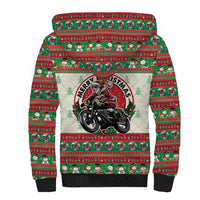 Biker Santa Motorcycle Christmas Sherpa Hoodie Santa Claus On A Motorcycle - Wonder Print Shop