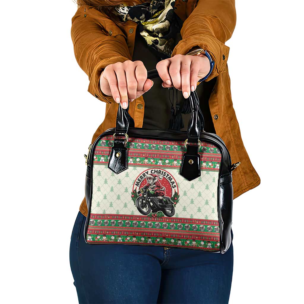 Biker Santa Motorcycle Christmas Shoulder Handbag Santa Claus On A Motorcycle - Wonder Print Shop