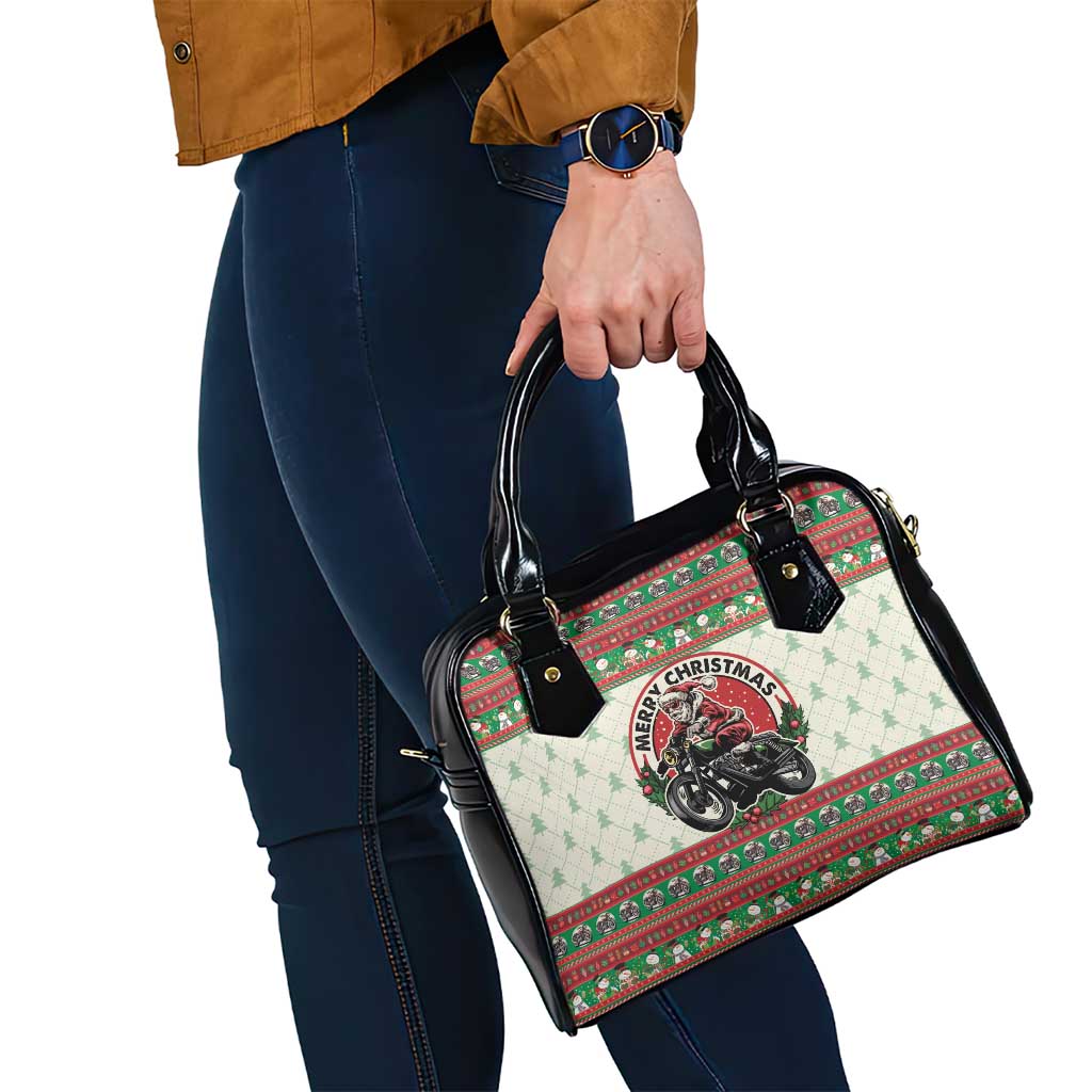 Biker Santa Motorcycle Christmas Shoulder Handbag Santa Claus On A Motorcycle - Wonder Print Shop