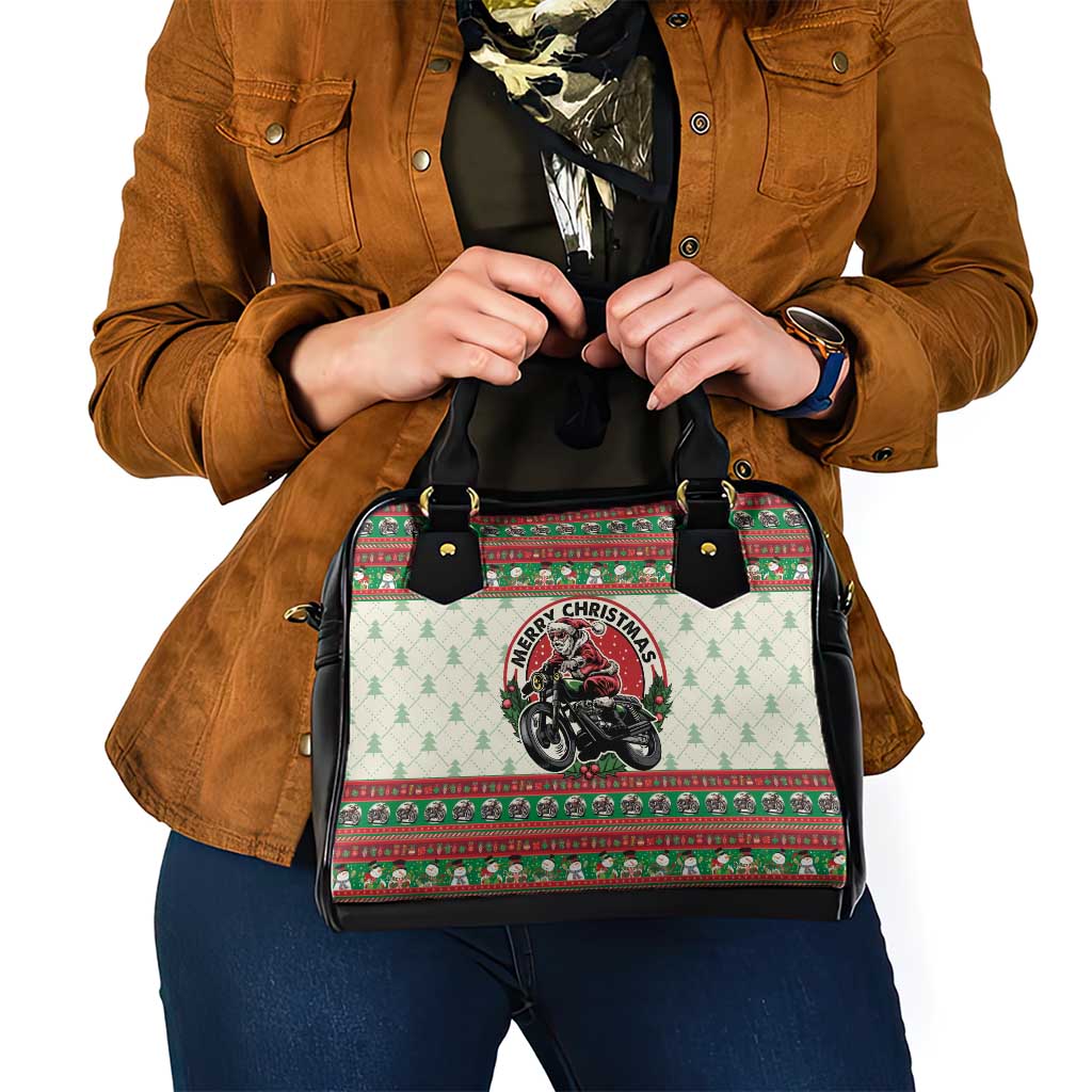 Biker Santa Motorcycle Christmas Shoulder Handbag Santa Claus On A Motorcycle - Wonder Print Shop