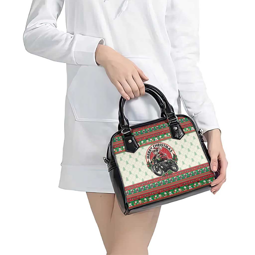 Biker Santa Motorcycle Christmas Shoulder Handbag Santa Claus On A Motorcycle - Wonder Print Shop