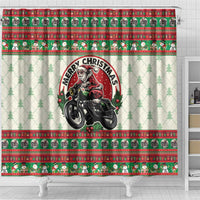 Biker Santa Motorcycle Christmas Shower Curtain Santa Claus On A Motorcycle - Wonder Print Shop
