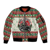 Biker Santa Motorcycle Christmas Sleeve Zip Bomber Jacket Santa Claus On A Motorcycle - Wonder Print Shop