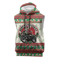 Biker Santa Motorcycle Christmas Sleeveless Hoodie Santa Claus On A Motorcycle - Wonder Print Shop