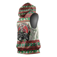 Biker Santa Motorcycle Christmas Sleeveless Hoodie Santa Claus On A Motorcycle - Wonder Print Shop