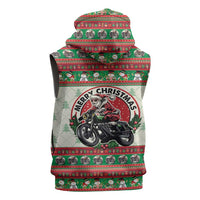 Biker Santa Motorcycle Christmas Sleeveless Zip Hoodie Santa Claus On A Motorcycle - Wonder Print Shop