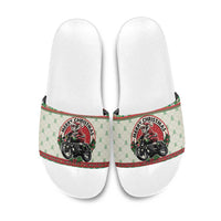 Biker Santa Motorcycle Christmas Slide Sandals Santa Claus On A Motorcycle - Wonder Print Shop
