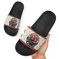 Biker Santa Motorcycle Christmas Slide Sandals Santa Claus On A Motorcycle - Wonder Print Shop