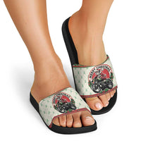 Biker Santa Motorcycle Christmas Slide Sandals Santa Claus On A Motorcycle - Wonder Print Shop