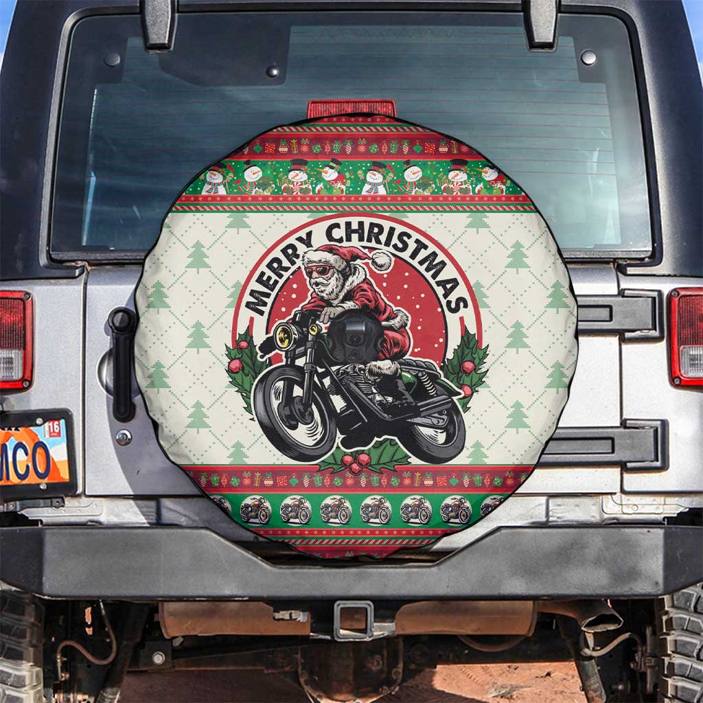 Biker Santa Motorcycle Christmas Spare Tire Cover Santa Claus On A Motorcycle - Wonder Print Shop