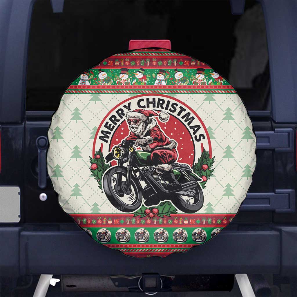 Biker Santa Motorcycle Christmas Spare Tire Cover Santa Claus On A Motorcycle - Wonder Print Shop