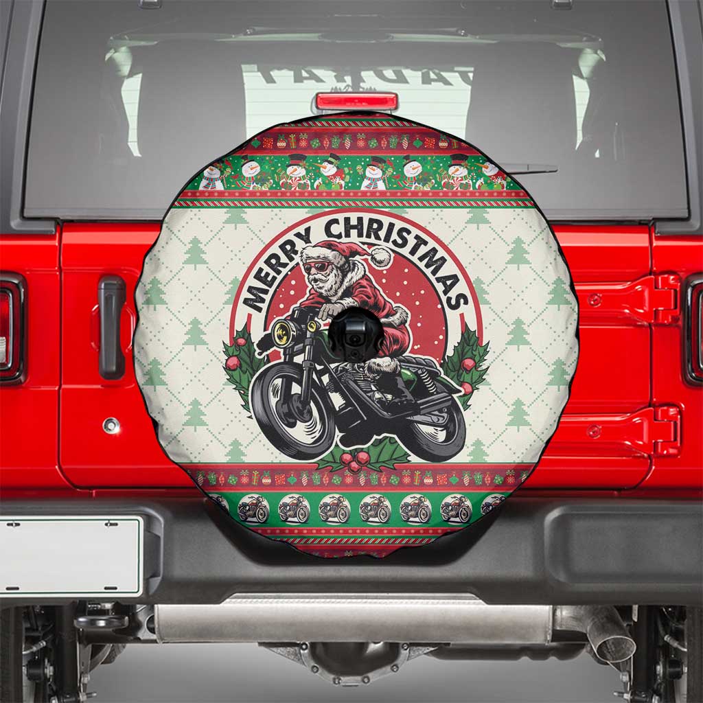 Biker Santa Motorcycle Christmas Spare Tire Cover Santa Claus On A Motorcycle - Wonder Print Shop