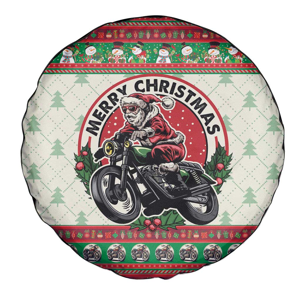 Biker Santa Motorcycle Christmas Spare Tire Cover Santa Claus On A Motorcycle - Wonder Print Shop