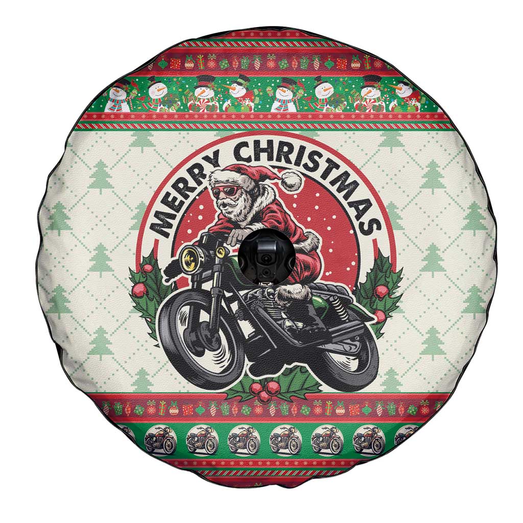 Biker Santa Motorcycle Christmas Spare Tire Cover Santa Claus On A Motorcycle - Wonder Print Shop