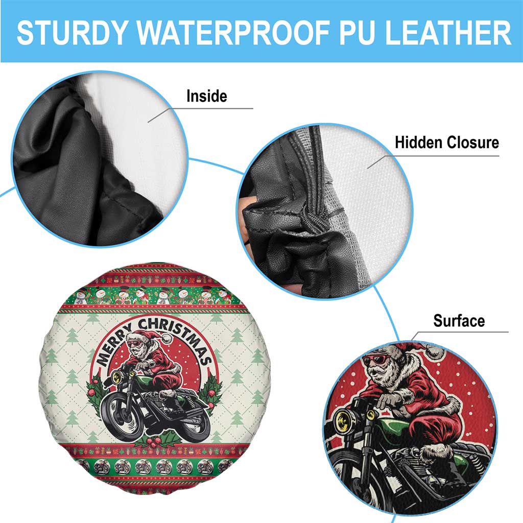 Biker Santa Motorcycle Christmas Spare Tire Cover Santa Claus On A Motorcycle - Wonder Print Shop