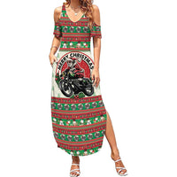 Biker Santa Motorcycle Christmas Summer Maxi Dress Santa Claus On A Motorcycle - Wonder Print Shop