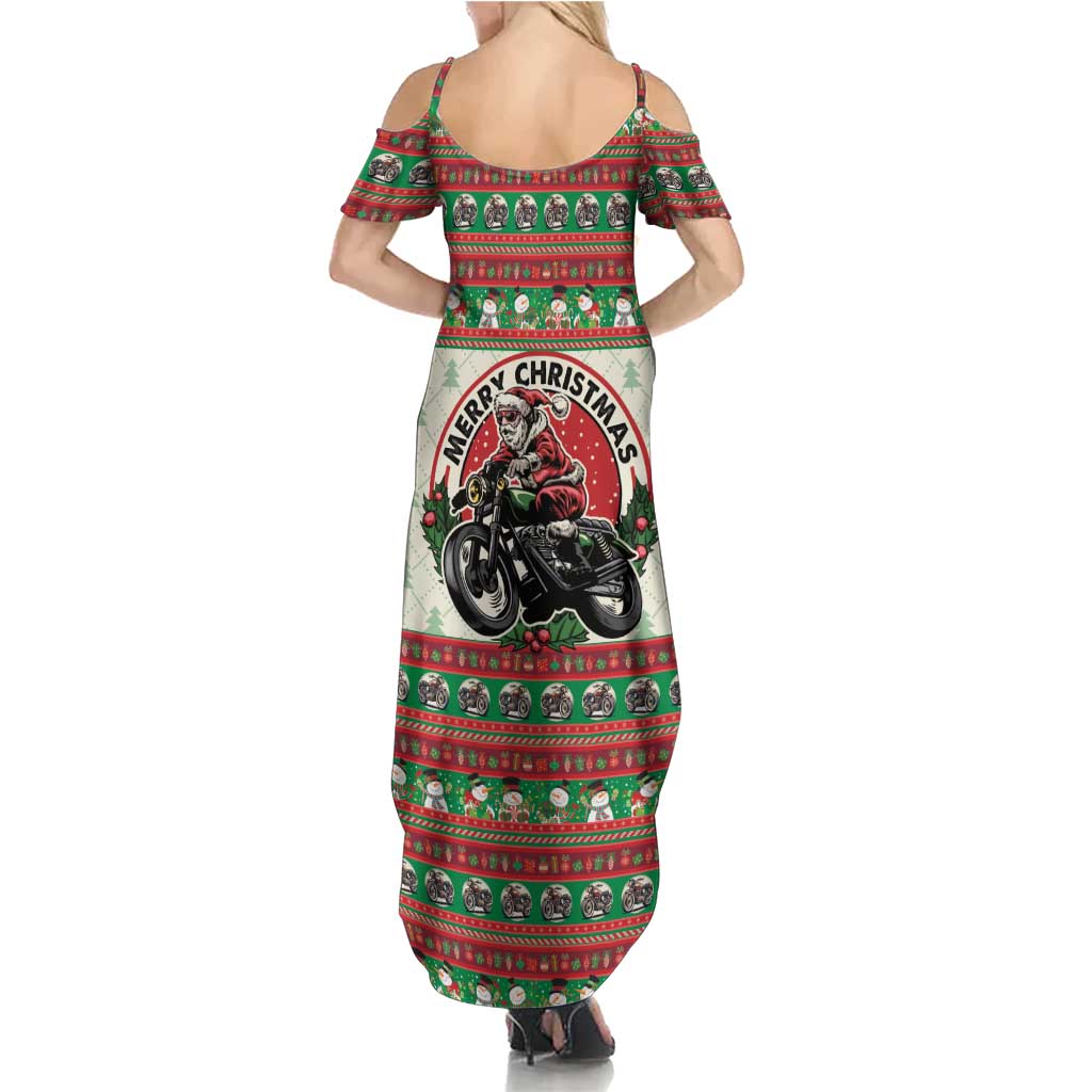 Biker Santa Motorcycle Christmas Summer Maxi Dress Santa Claus On A Motorcycle - Wonder Print Shop