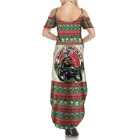 Biker Santa Motorcycle Christmas Summer Maxi Dress Santa Claus On A Motorcycle - Wonder Print Shop