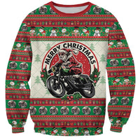 Biker Santa Motorcycle Christmas Sweatshirt Santa Claus On A Motorcycle - Wonder Print Shop