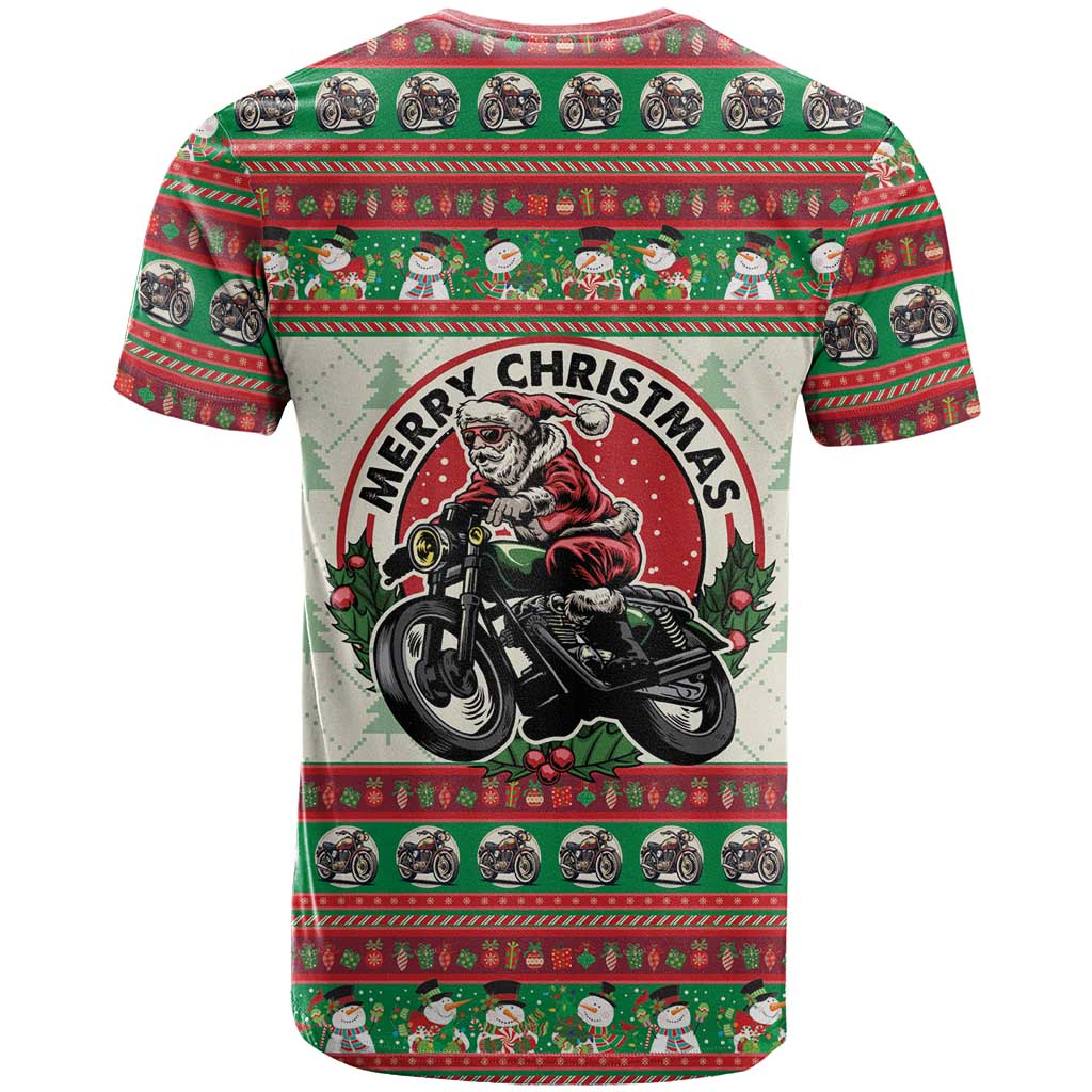 Biker Santa Motorcycle Christmas T Shirt Santa Claus On A Motorcycle - Wonder Print Shop