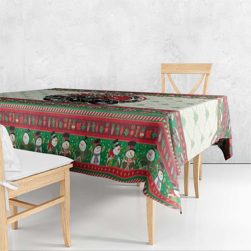 Biker Santa Motorcycle Christmas Tablecloth Santa Claus On A Motorcycle - Wonder Print Shop