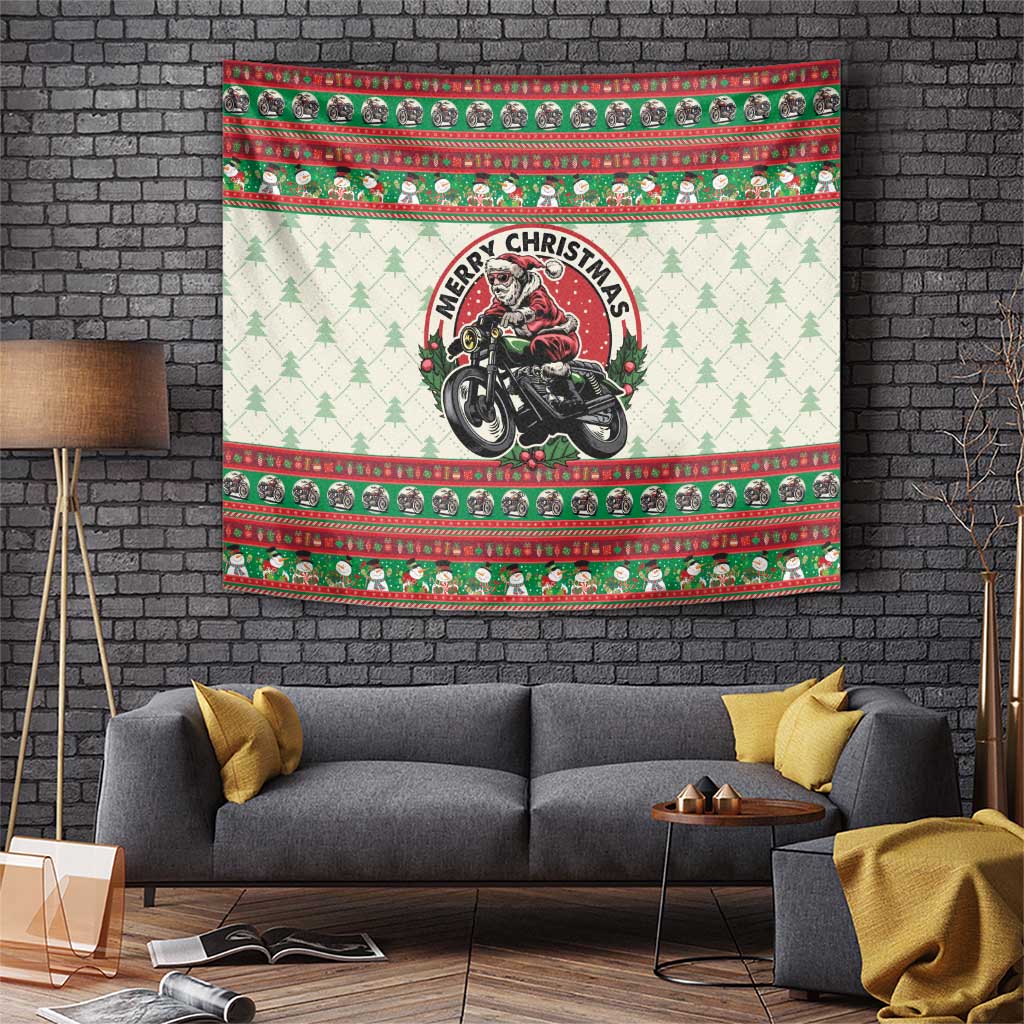 Biker Santa Motorcycle Christmas Tapestry Santa Claus On A Motorcycle - Wonder Print Shop