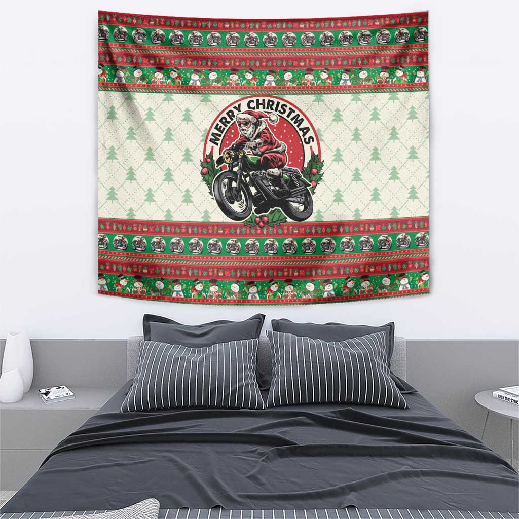 Biker Santa Motorcycle Christmas Tapestry Santa Claus On A Motorcycle - Wonder Print Shop