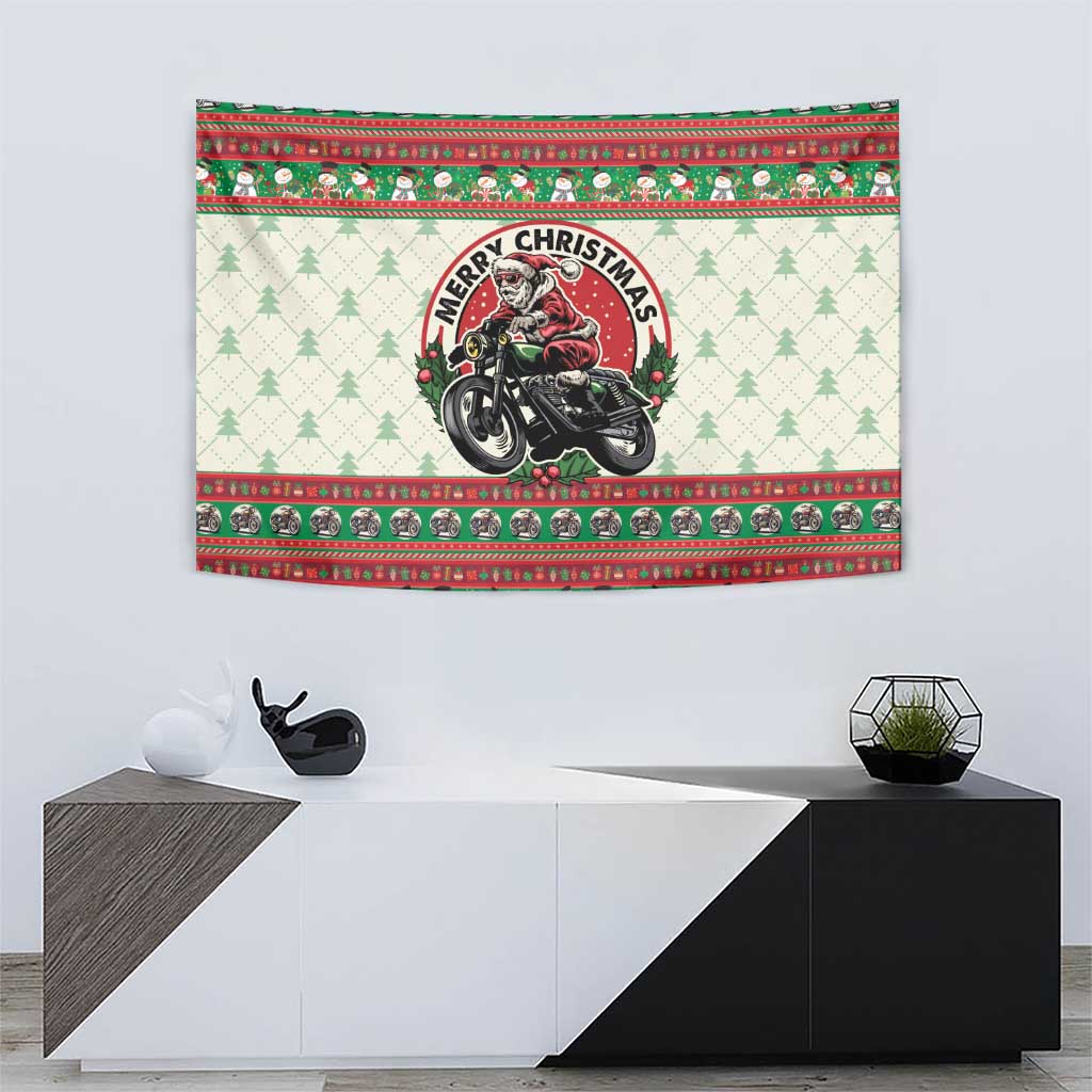Biker Santa Motorcycle Christmas Tapestry Santa Claus On A Motorcycle - Wonder Print Shop