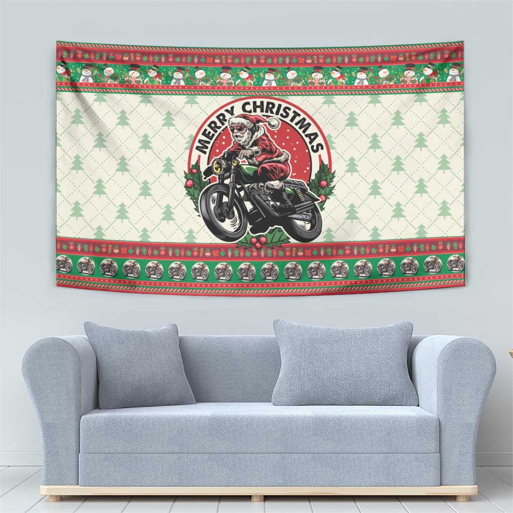 Biker Santa Motorcycle Christmas Tapestry Santa Claus On A Motorcycle - Wonder Print Shop