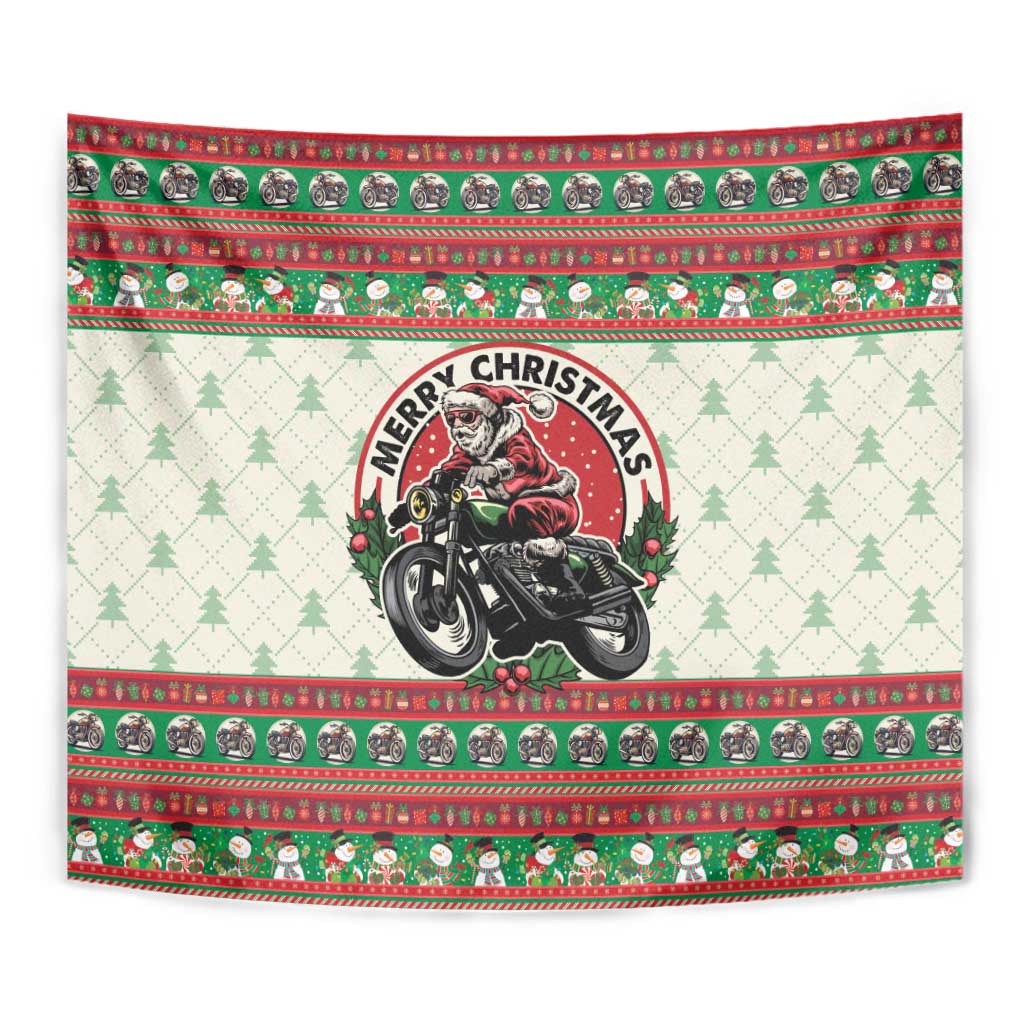 Biker Santa Motorcycle Christmas Tapestry Santa Claus On A Motorcycle - Wonder Print Shop