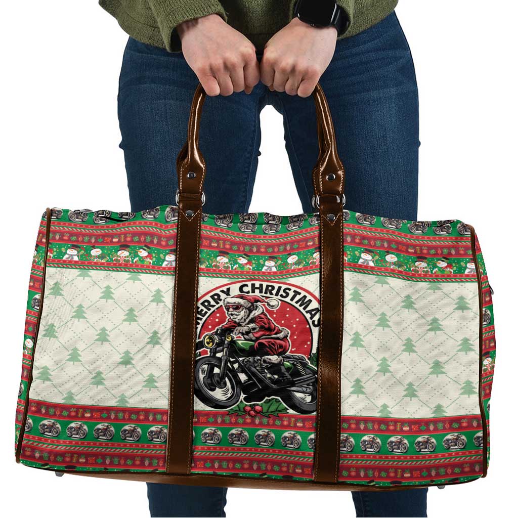 Biker Santa Motorcycle Christmas Travel Bag Santa Claus On A Motorcycle - Wonder Print Shop