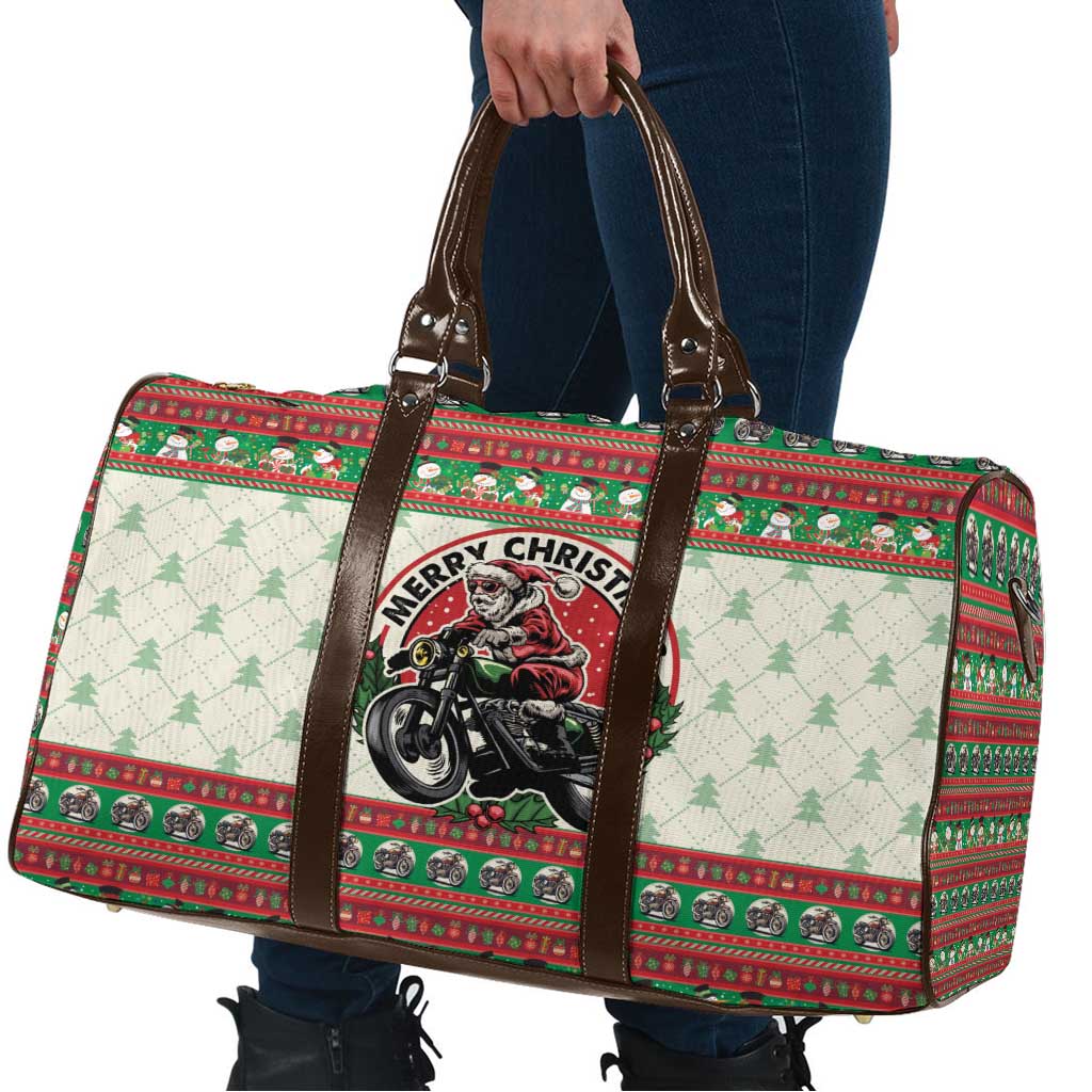 Biker Santa Motorcycle Christmas Travel Bag Santa Claus On A Motorcycle - Wonder Print Shop