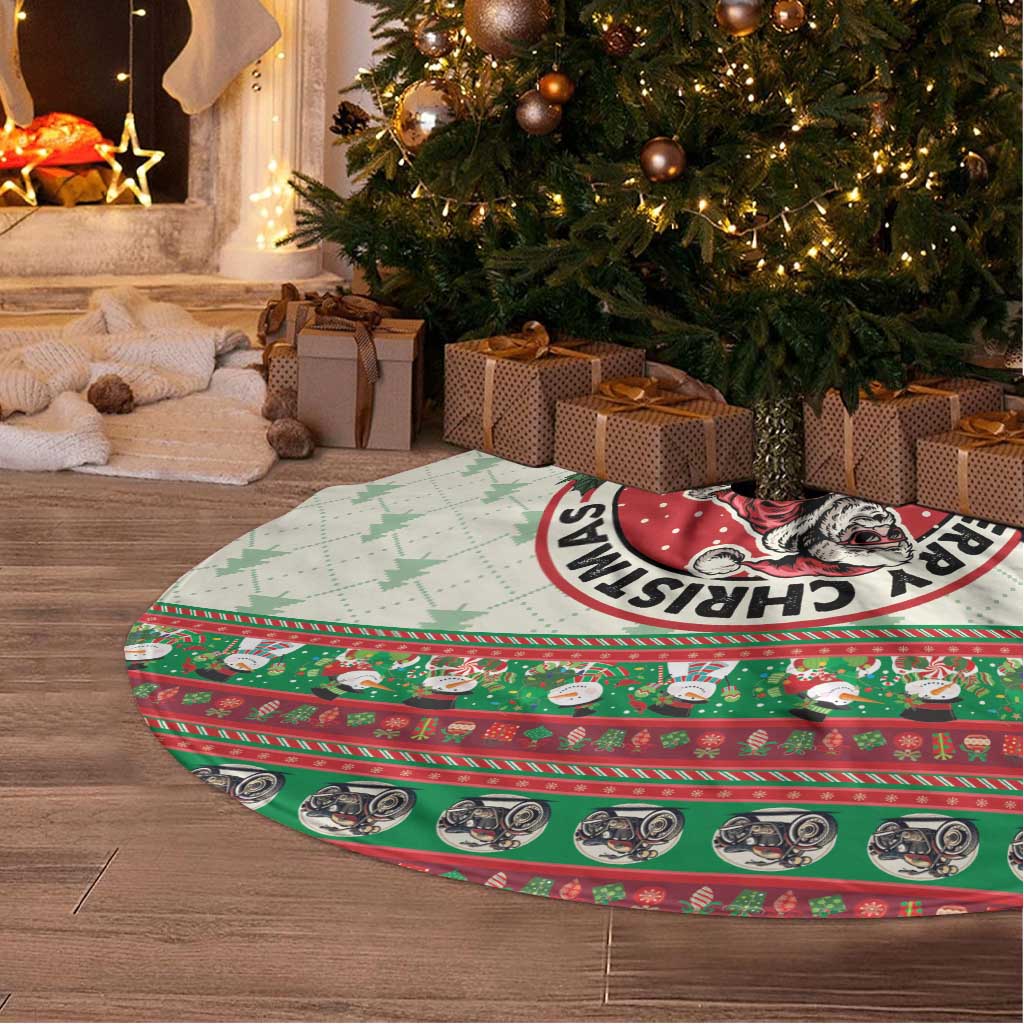 Biker Santa Motorcycle Christmas Tree Skirt Santa Claus On A Motorcycle - Wonder Print Shop