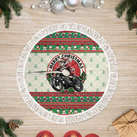 Biker Santa Motorcycle Christmas Tree Skirt Santa Claus On A Motorcycle - Wonder Print Shop