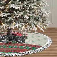 Biker Santa Motorcycle Christmas Tree Skirt Santa Claus On A Motorcycle - Wonder Print Shop