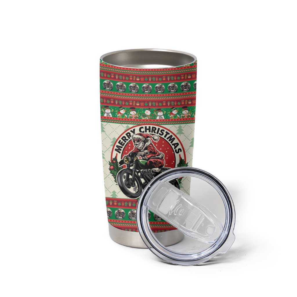 Biker Santa Motorcycle Christmas Tumbler Cup Santa Claus On A Motorcycle - Wonder Print Shop