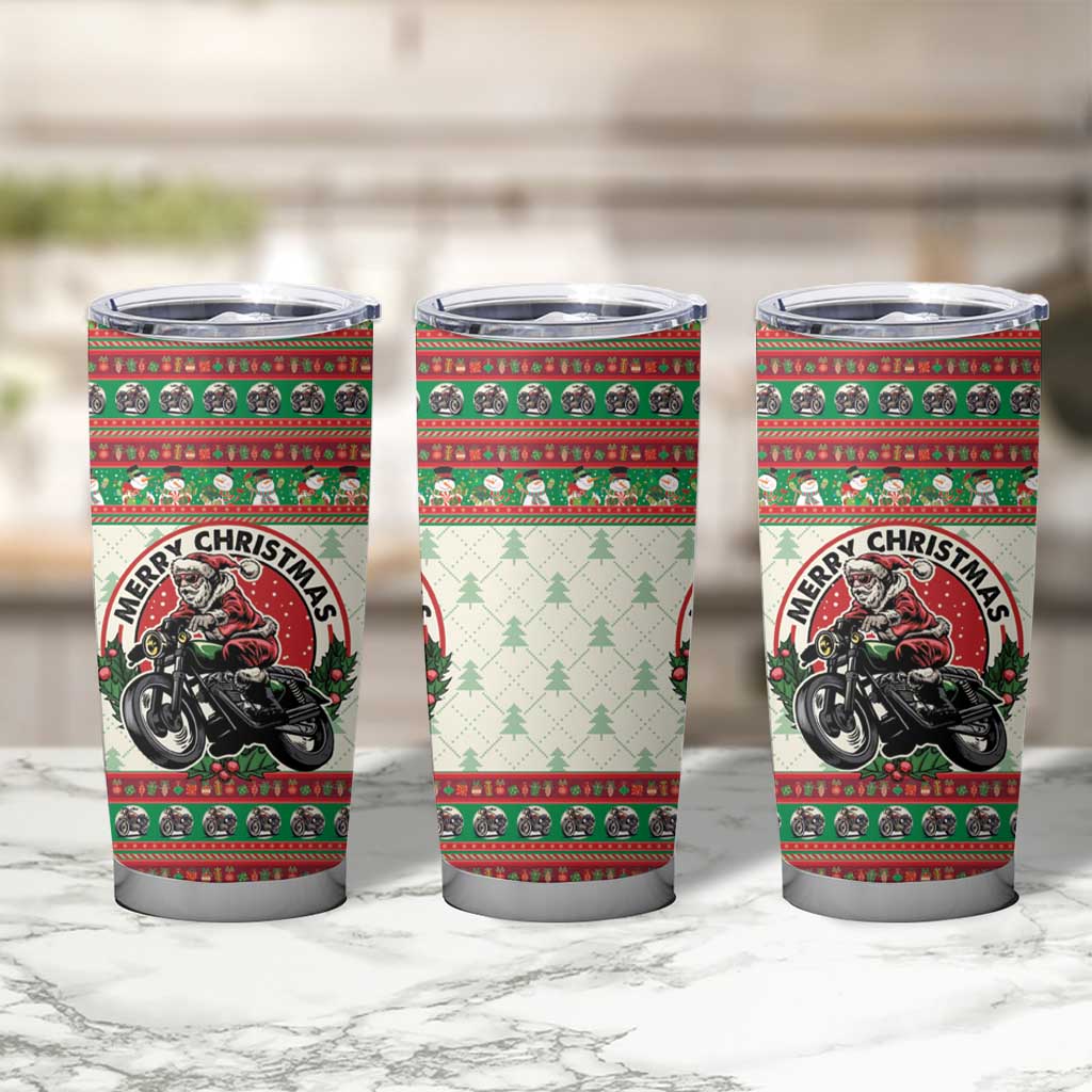 Biker Santa Motorcycle Christmas Tumbler Cup Santa Claus On A Motorcycle - Wonder Print Shop