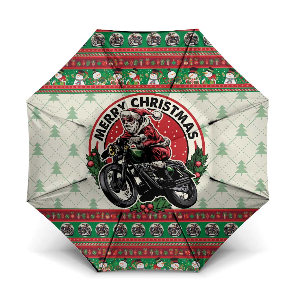 Biker Santa Motorcycle Christmas Umbrella Santa Claus On A Motorcycle - Wonder Print Shop