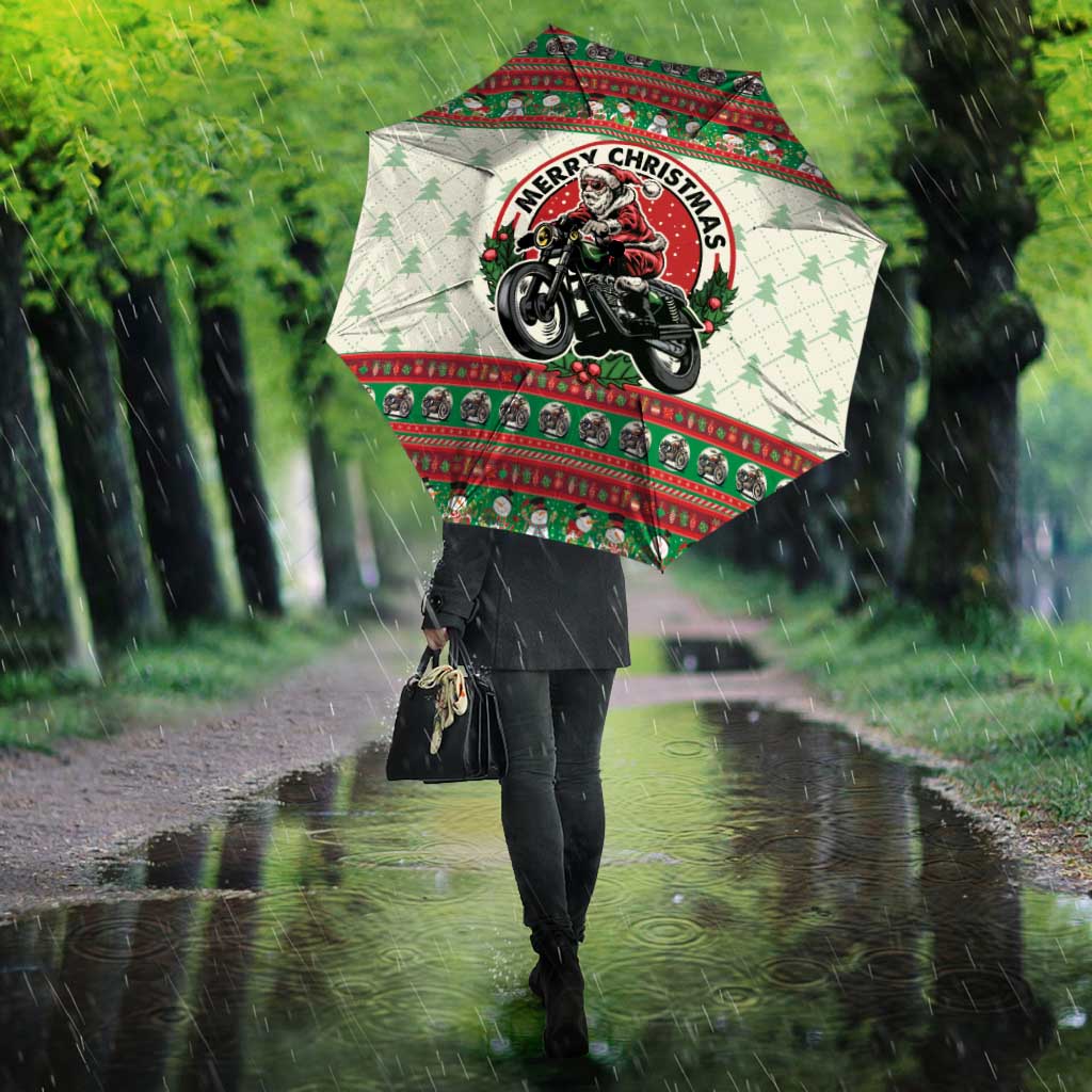 Biker Santa Motorcycle Christmas Umbrella Santa Claus On A Motorcycle - Wonder Print Shop