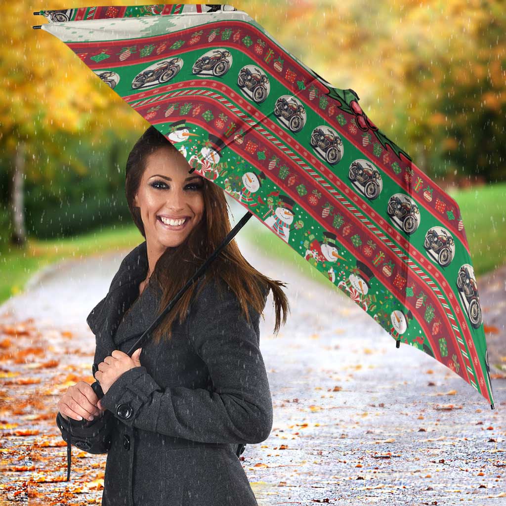 Biker Santa Motorcycle Christmas Umbrella Santa Claus On A Motorcycle - Wonder Print Shop
