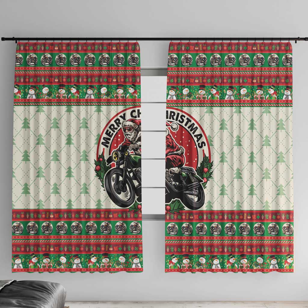 Biker Santa Motorcycle Christmas Window Curtain Santa Claus On A Motorcycle - Wonder Print Shop