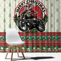 Biker Santa Motorcycle Christmas Window Curtain Santa Claus On A Motorcycle - Wonder Print Shop