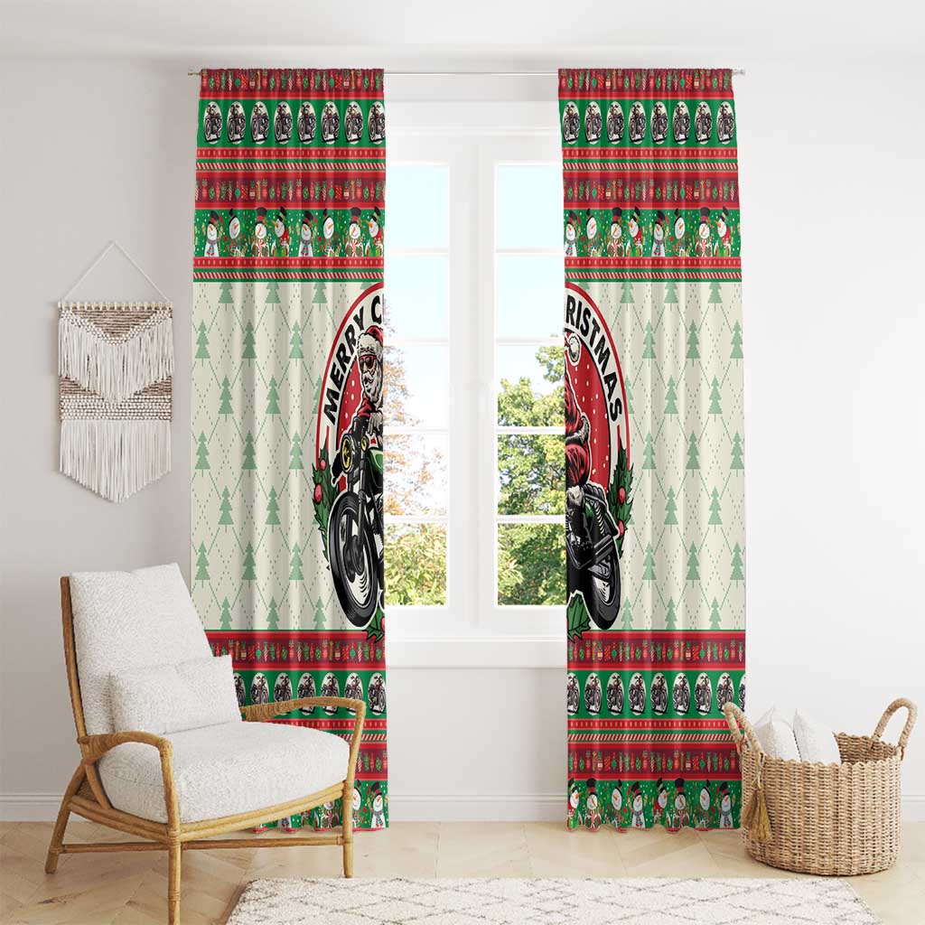 Biker Santa Motorcycle Christmas Window Curtain Santa Claus On A Motorcycle - Wonder Print Shop