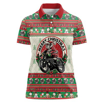 Biker Santa Motorcycle Christmas Women Polo Shirt Santa Claus On A Motorcycle - Wonder Print Shop