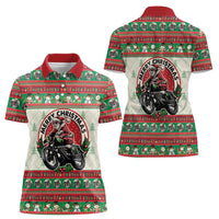 Biker Santa Motorcycle Christmas Women Polo Shirt Santa Claus On A Motorcycle - Wonder Print Shop
