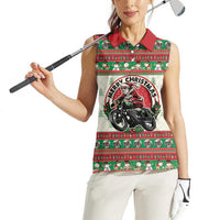 Biker Santa Motorcycle Christmas Women Sleeveless Polo Shirt Santa Claus On A Motorcycle - Wonder Print Shop
