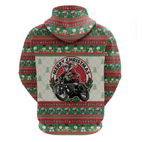 Biker Santa Motorcycle Christmas Zip Hoodie Santa Claus On A Motorcycle - Wonder Print Shop