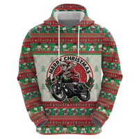 Biker Santa Motorcycle Christmas Zip Hoodie Santa Claus On A Motorcycle - Wonder Print Shop
