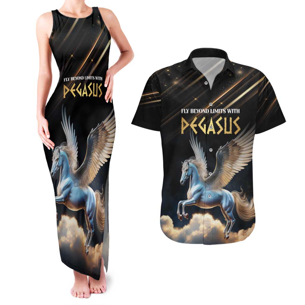 Personalized Fly Beyond Limits With Pegasus Couples Matching Tank Maxi Dress and Hawaiian Shirt